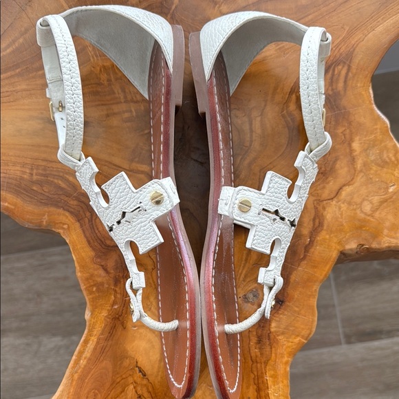 Tory Burch White Leather Sandals - Picture 3 of 5